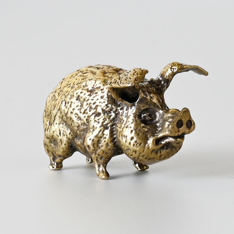 Office Furniture Loft - Vintage Brass Pig Small Ornaments Pure