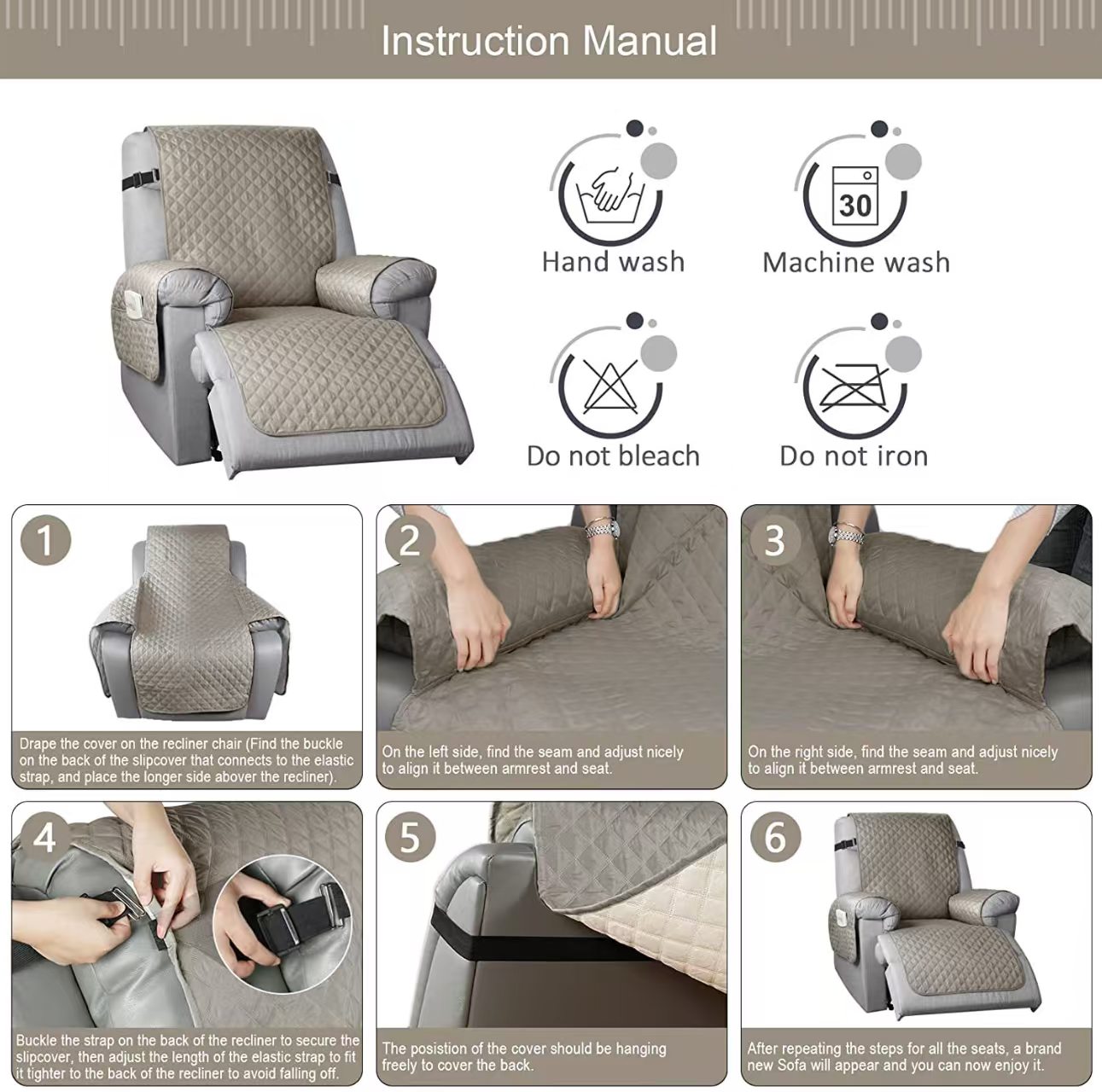 Sofa Cover Quilted Anti-wear C - Office Furniture Factory recension och pris